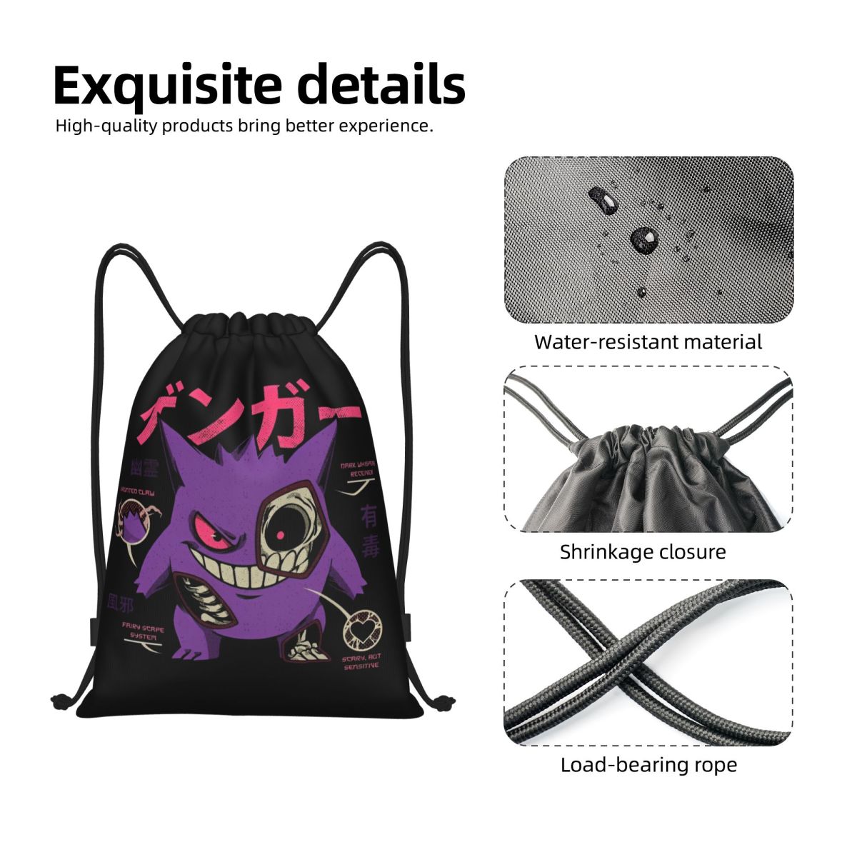 Pokemoned GENGAR'S Body Scan B - Drawstring Gym Bag reseña y precio
