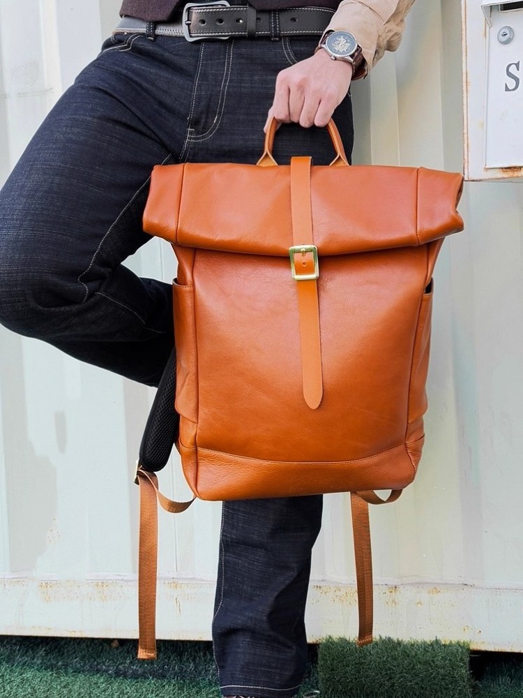Large Capacity Mens Genuine Le - Leather Backpack Vintage reseña y precio
