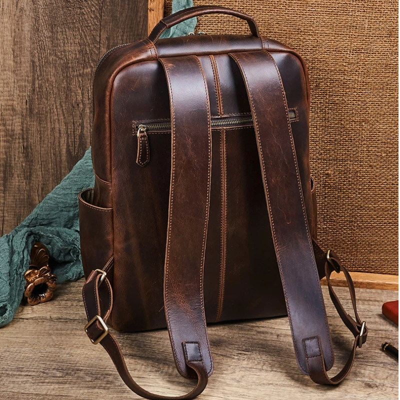 Men's Top Grain Waxed Leather  - Leather Backpack Vintage reseña y precio