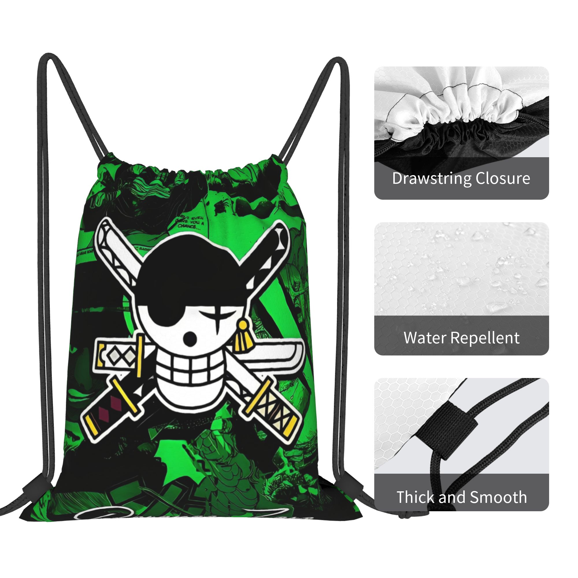 One Piece Zoro Skull Backpack  - Drawstring Gym Bag reseña y precio