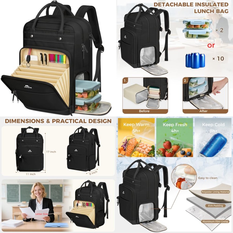 Teacher Backpack with Lunch Co - Laptop Backpack 15.6 reseña y precio