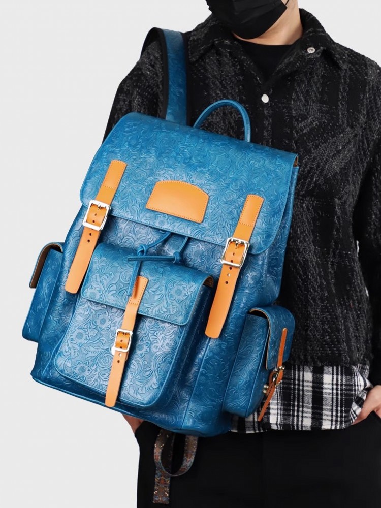 Vintage Mens Floral Wing Tip C - Leather Backpack Vintage reseña y precio