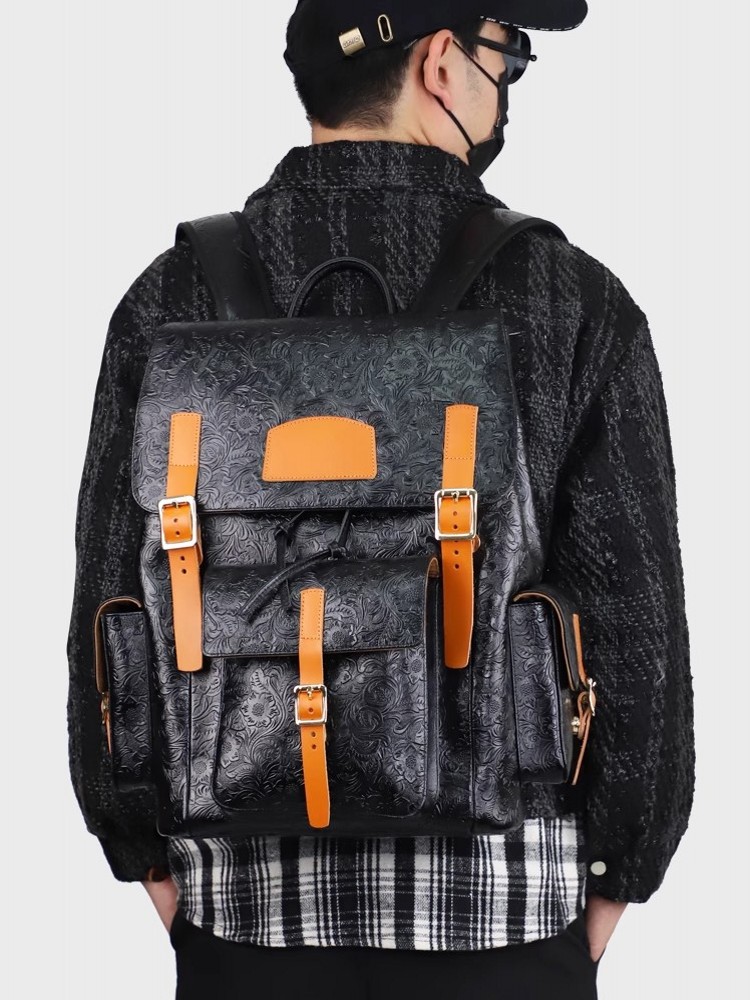 Vintage Mens Floral Wing Tip C - Leather Backpack Vintage reseña y precio