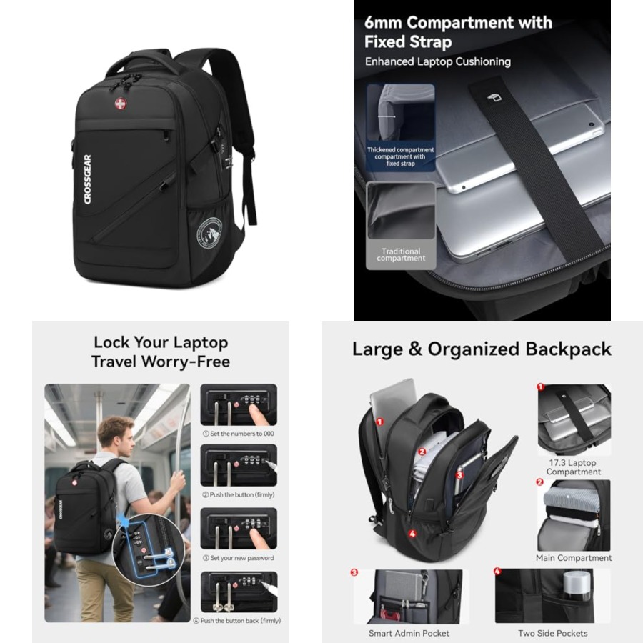 17.3'' Laptop Backpack for Men - Travel Backpack Anti Theft reseña y precio