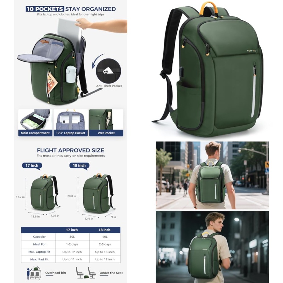 Laptop Backpack for Men, Buses - Travel Backpack Anti Theft reseña y precio