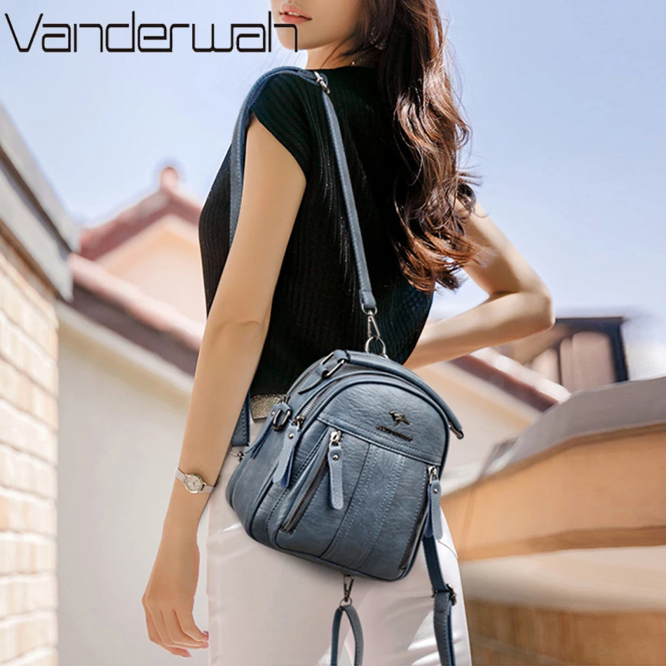 4 In 1 Leather Backpacks Multi - Leather Backpack Vintage reseña y precio