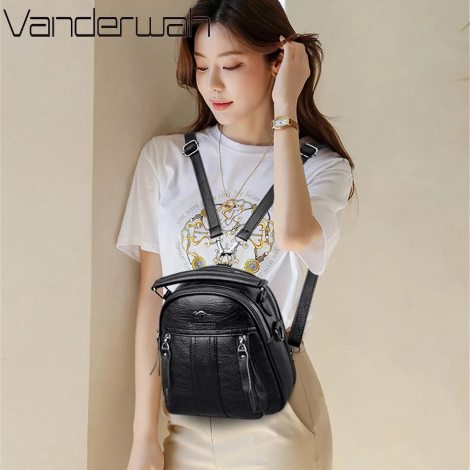 4 In 1 Leather Backpacks Multi - Leather Backpack Vintage reseña y precio