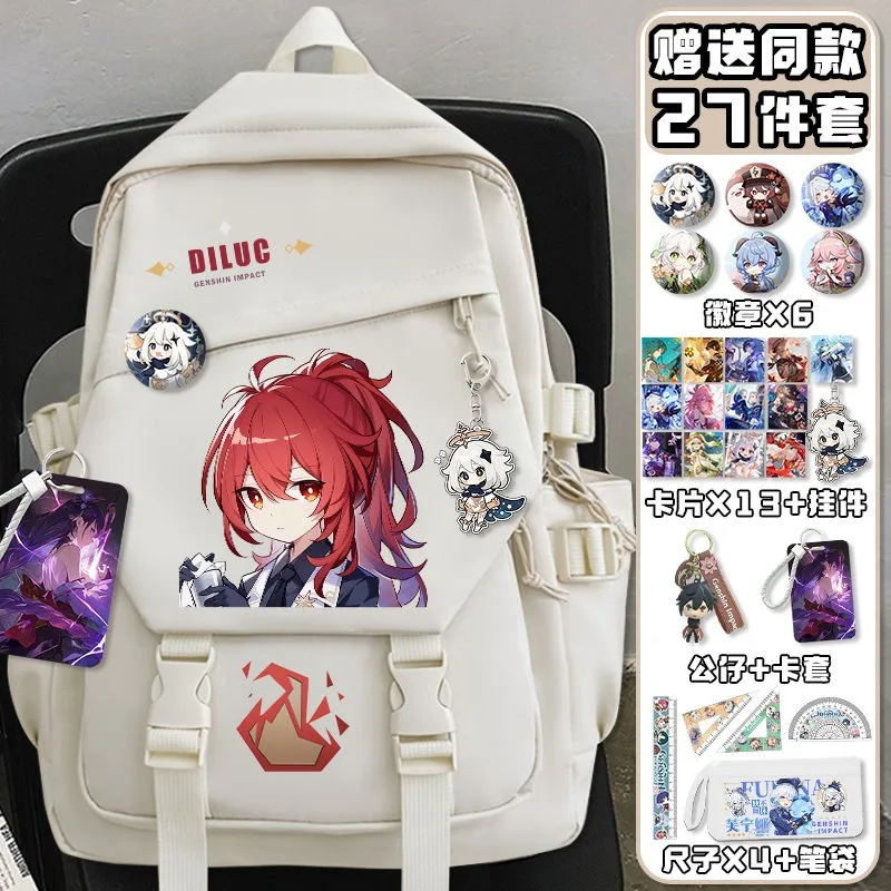 Black White, Genshin Impact, S - School Backpack Teen reseña y precio