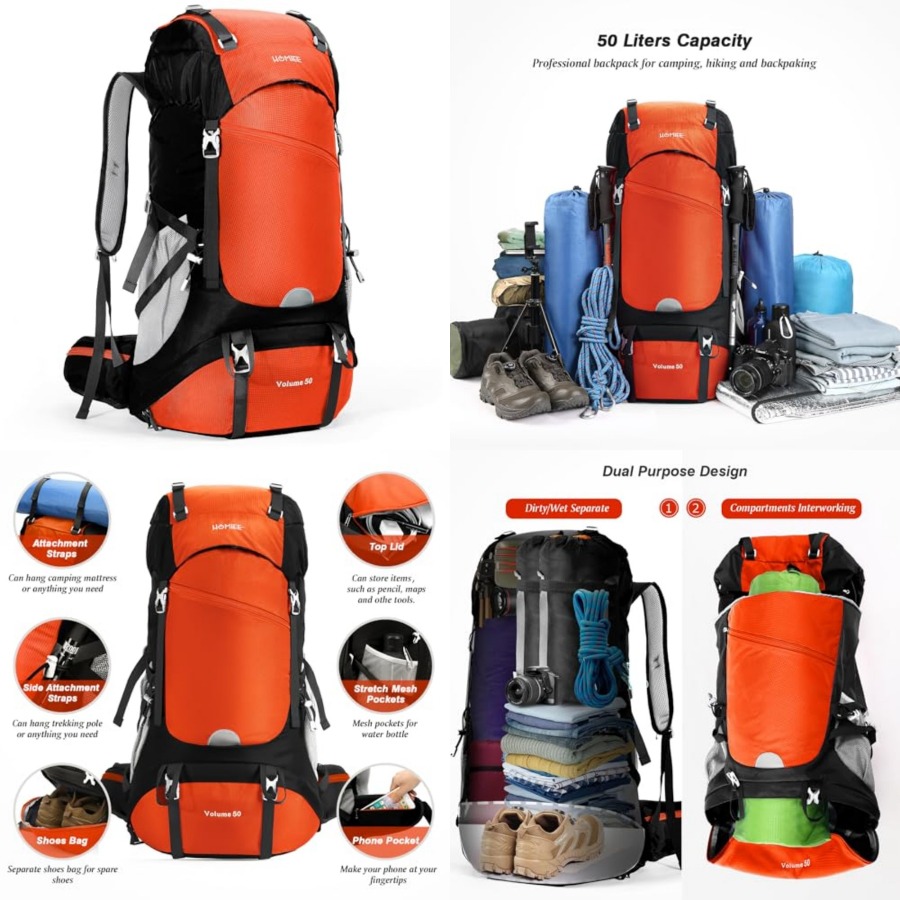 50L Hiking Backpack Travel Bag - Hiking Backpack Waterproof reseña y precio