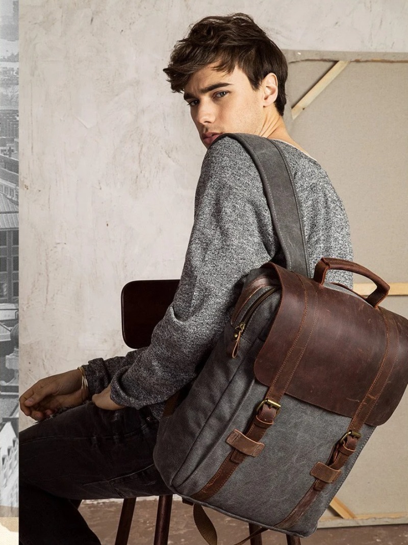 Military Canvas Leather Backpa - Rucksack Military Style reseña y precio