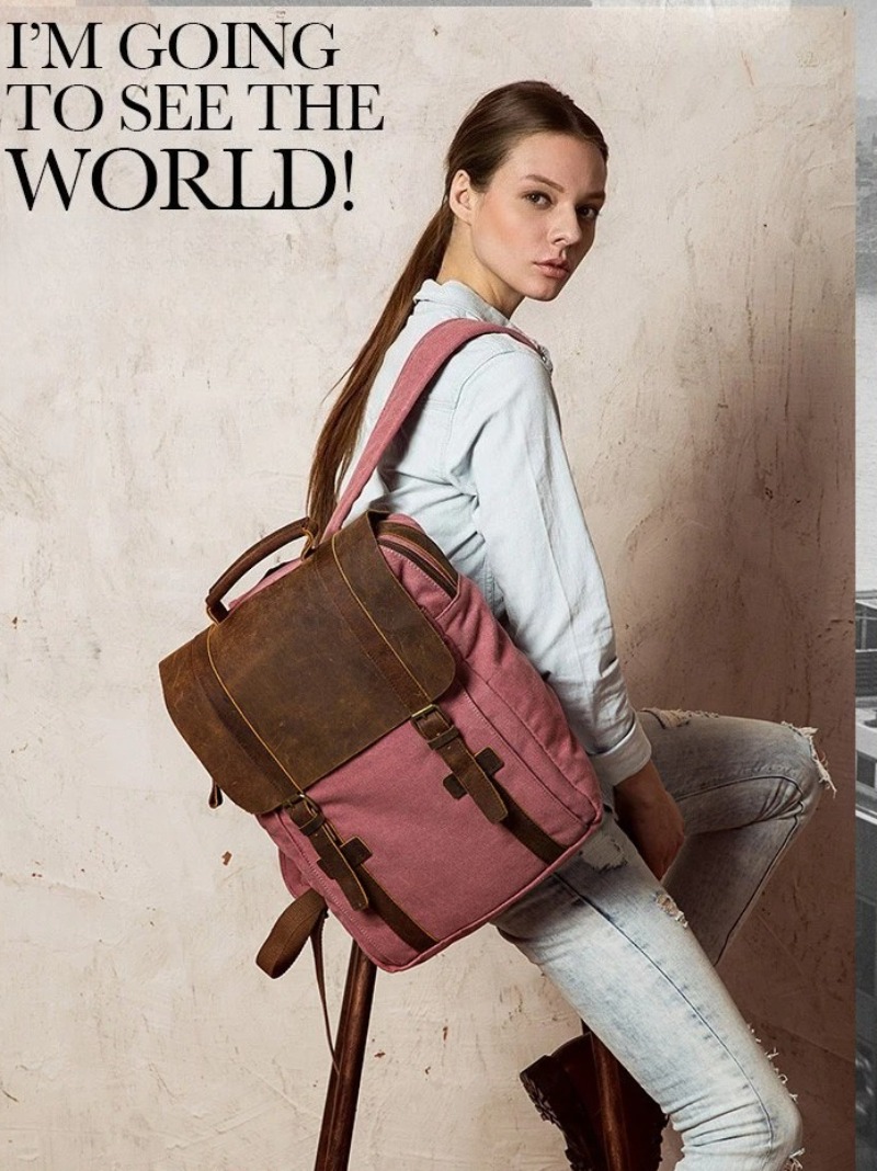 Military Canvas Leather Backpa - Rucksack Military Style reseña y precio
