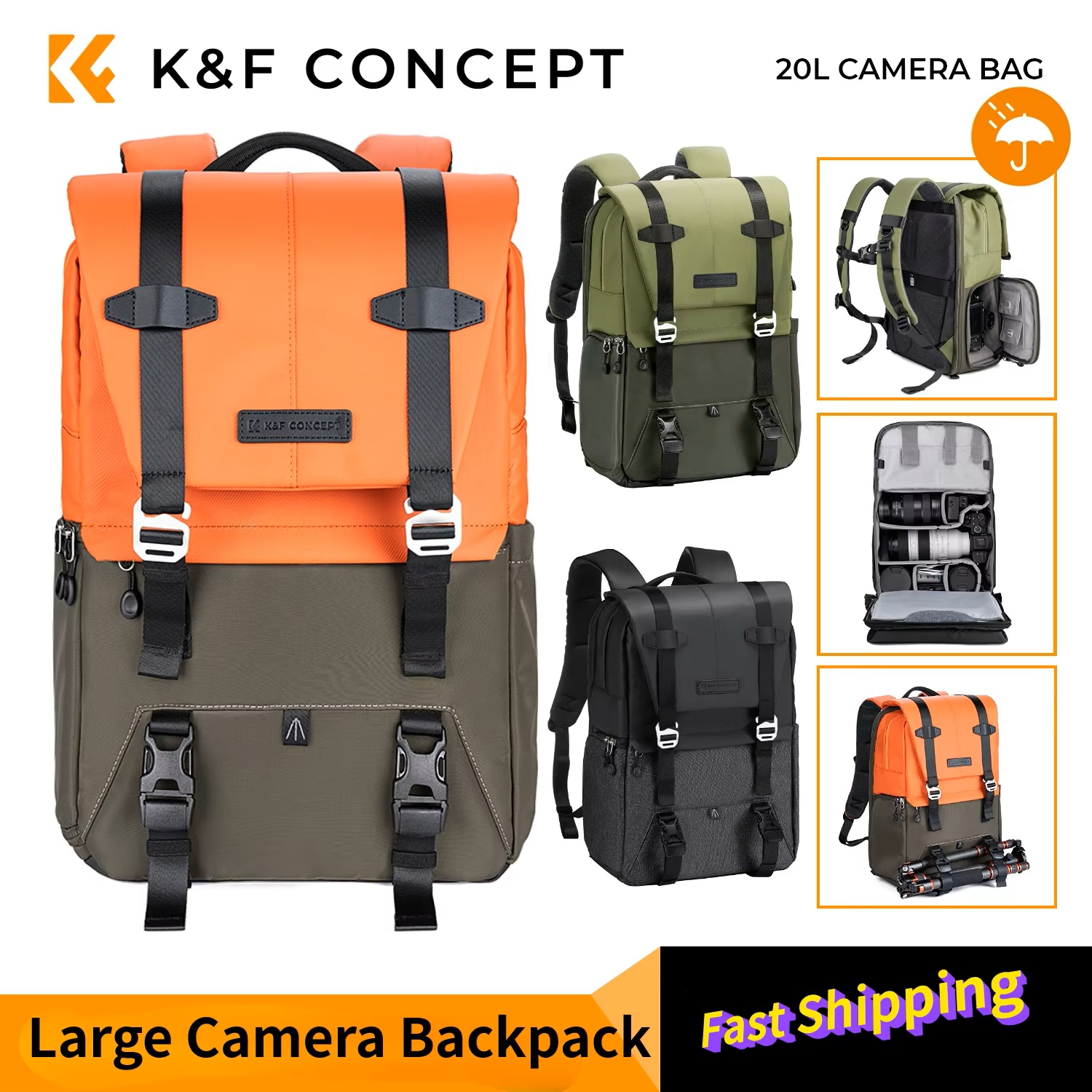 K&F CONCEPT Camera Backpack Tr - Laptop Backpack 15.6 reseña y precio