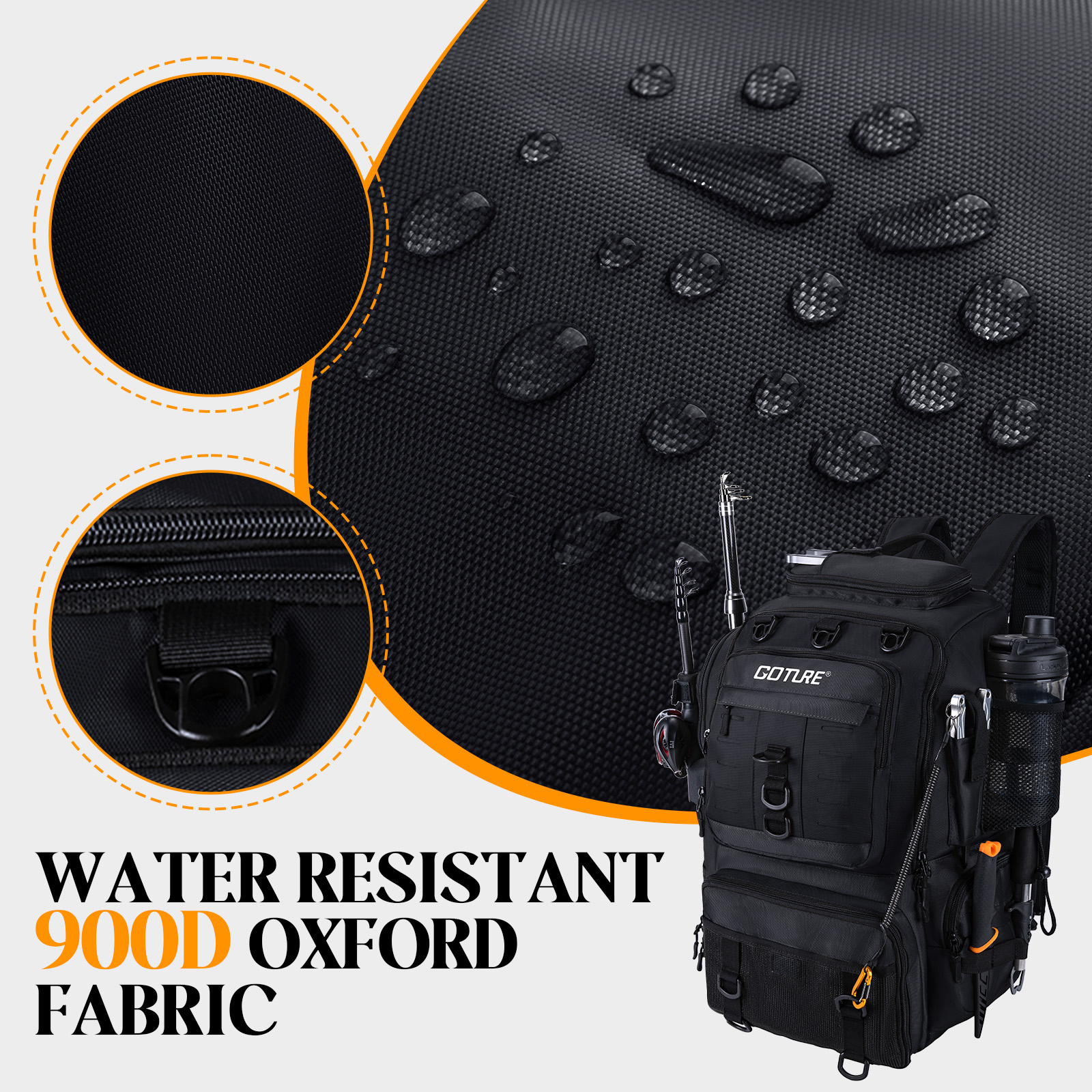 Goture Fishing Bag with Rod Ho - Backpack Insert Organizer reseña y precio