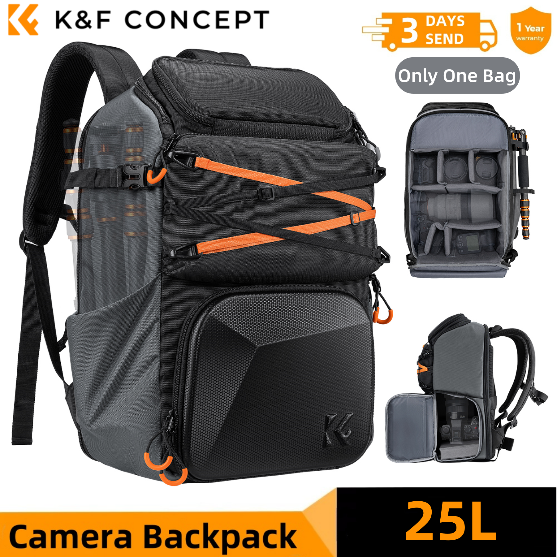 K&F CONCEPT 25L Outdoor Camera - Rain Cover Backpack reseña y precio