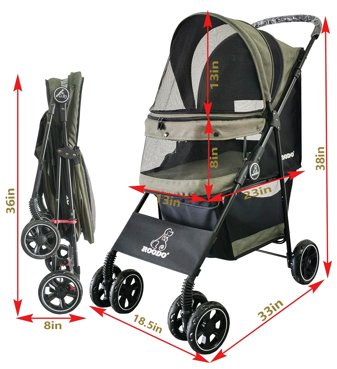 4 Wheel Dog Cat Pet Stroller,  - Foldable Backpack Small reseña y precio