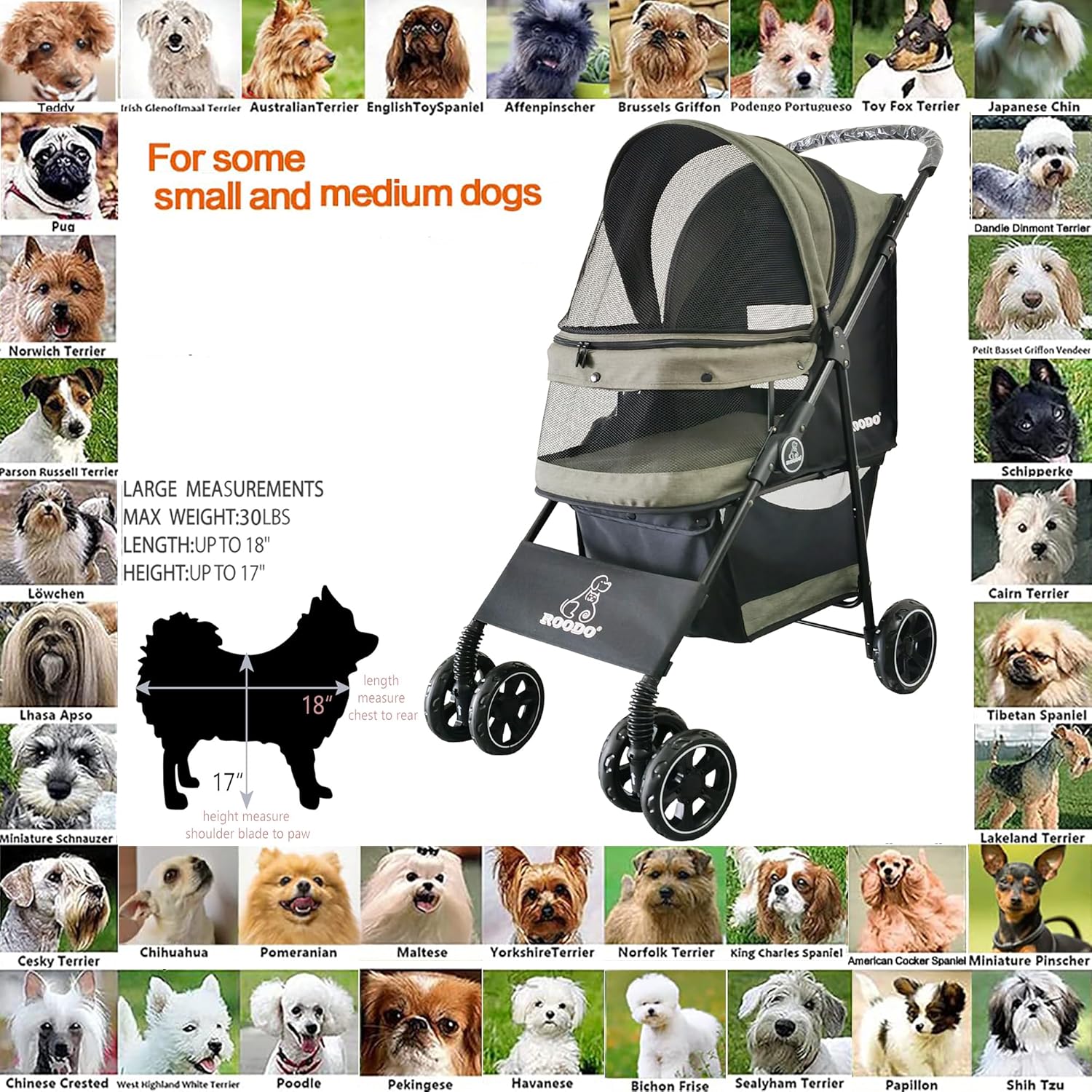 4 Wheel Dog Cat Pet Stroller,  - Foldable Backpack Small reseña y precio