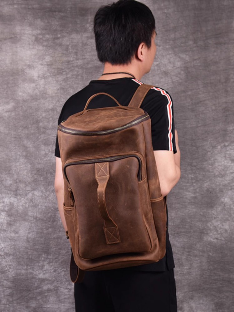 Handmade Mens Large Capacity T - Leather Backpack Vintage reseña y precio