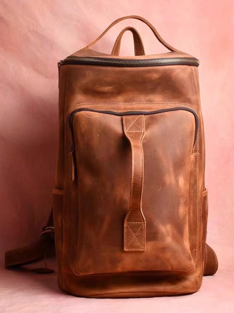 Handmade Mens Large Capacity T - Leather Backpack Vintage reseña y precio