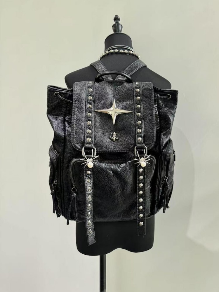 Gothic Punk PU Leather Shoulde - Leather Backpack Vintage reseña y precio