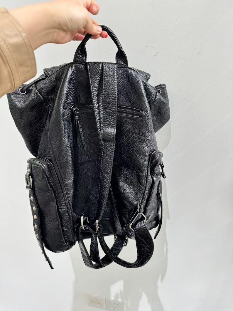 Gothic Punk PU Leather Shoulde - Leather Backpack Vintage reseña y precio