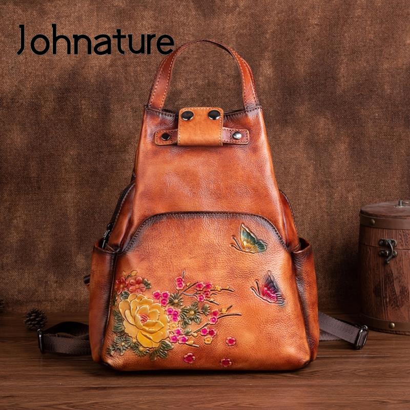 Johnature Genuine Leather Embo - Leather Backpack Vintage reseña y precio