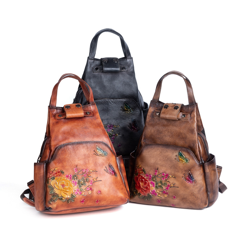 Johnature Genuine Leather Embo - Leather Backpack Vintage reseña y precio