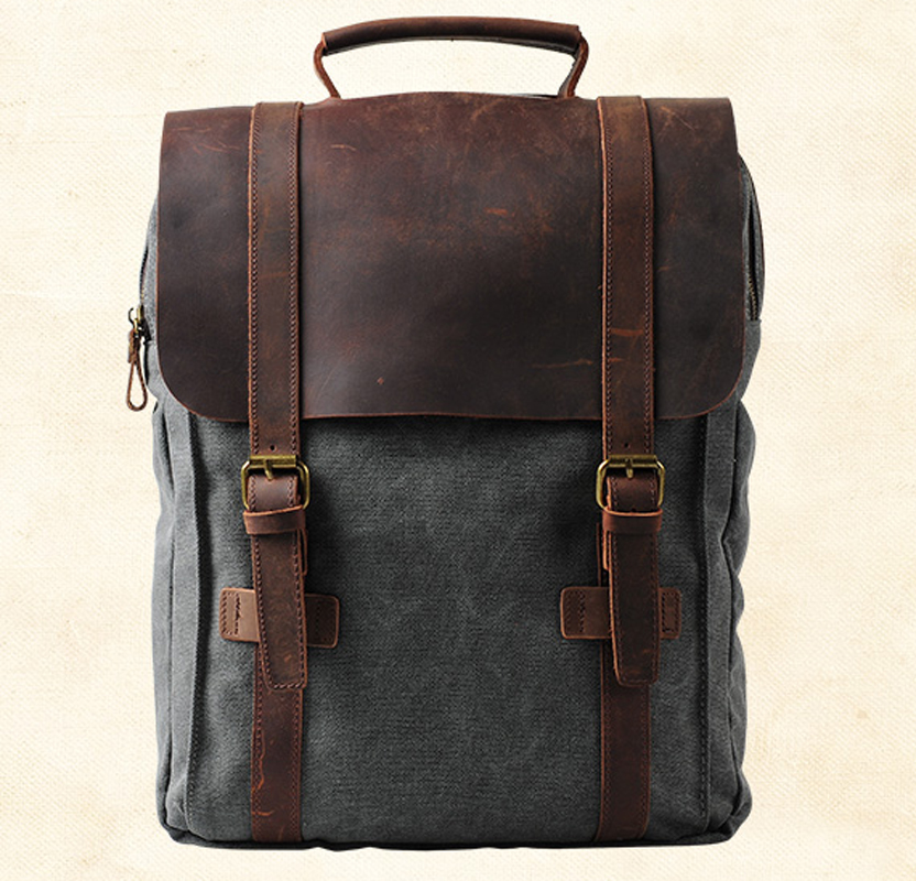 Fashion Male Backpack Leather  - Rucksack Military Style reseña y precio