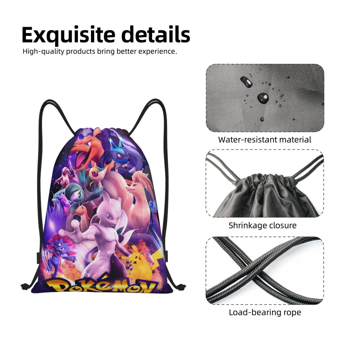 Cute Cartoon Manga Poke-Mon Ba - Drawstring Gym Bag reseña y precio