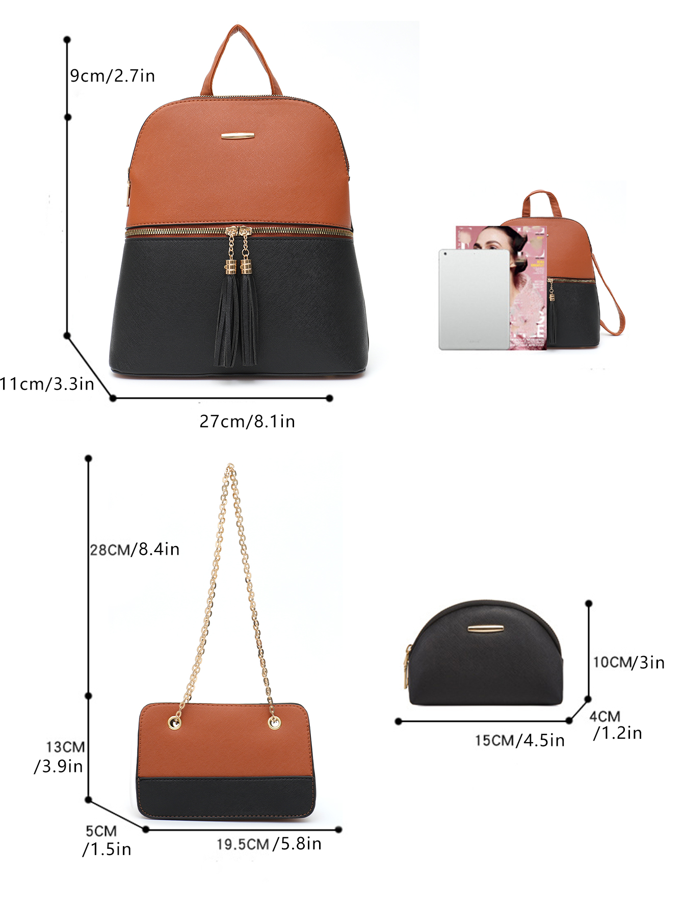 4 PCS Bags Set Women's Fashion - Mini Backpack Purse reseña y precio
