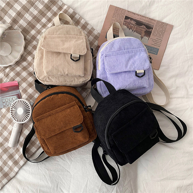 Solid Color Mini Backpack Cord - Fashion Backpack Women reseña y precio