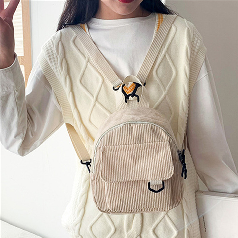 Solid Color Mini Backpack Cord - Fashion Backpack Women reseña y precio