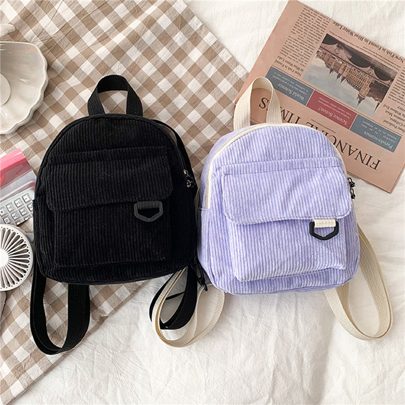 Solid Color Mini Backpack Cord - Fashion Backpack Women reseña y precio