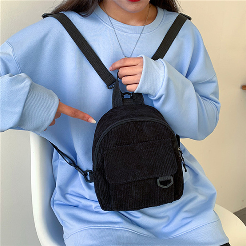 Solid Color Mini Backpack Cord - Fashion Backpack Women reseña y precio