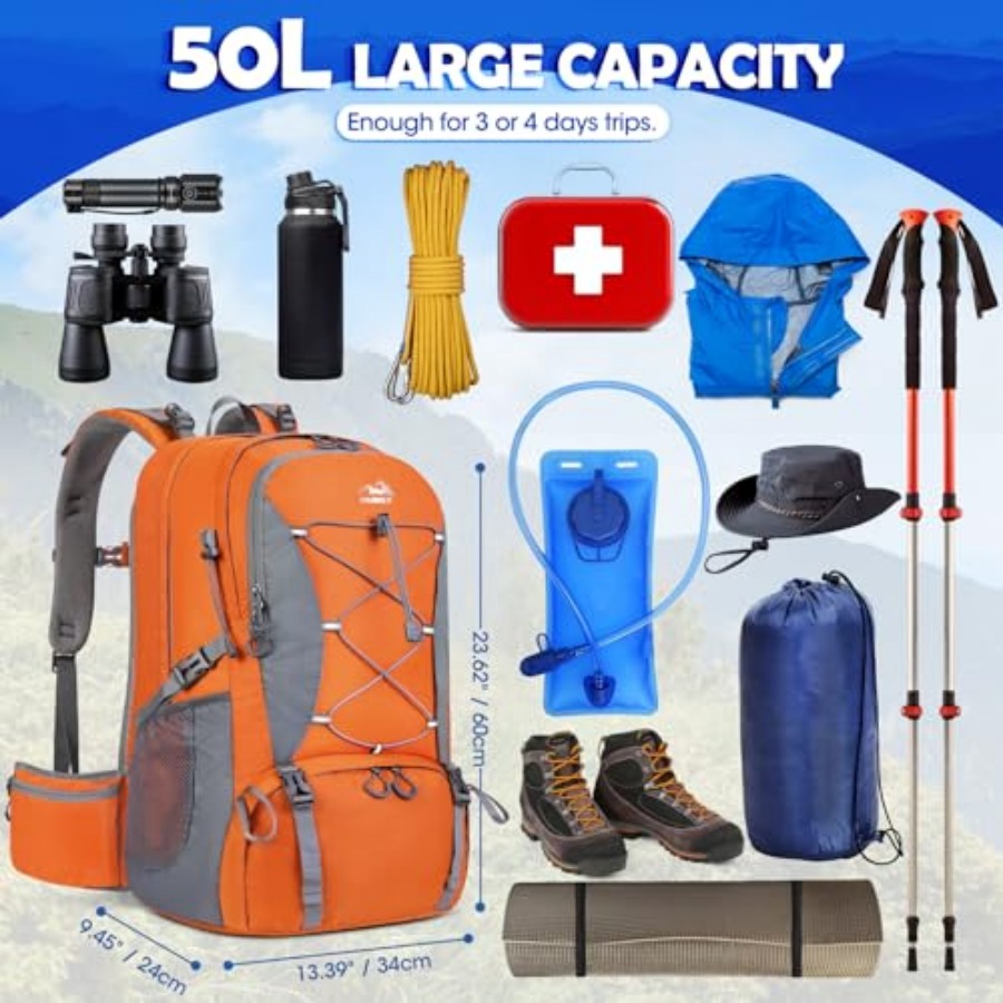 50L Hiking Backpack Waterproof - Hiking Backpack Waterproof reseña y precio